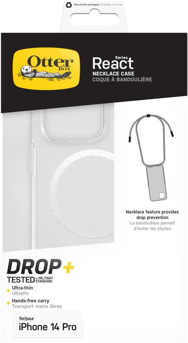 OtterBox React Necklace iPhone 14 Pro MagSafe suojakuori (läpinäkyvä)