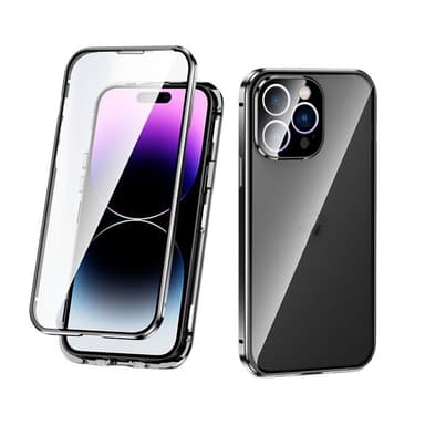 Puhelinkotelo täysi kamerasuojaus kaksipuolinen karkaistu lasi anti-spy Musta iPhone 11