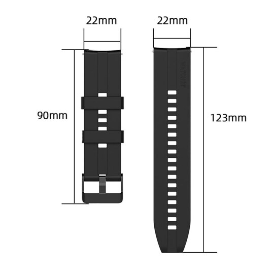 Silikoninen käsivarsinauha 22 mm Harmaa Huawei Watch GT2/GT3