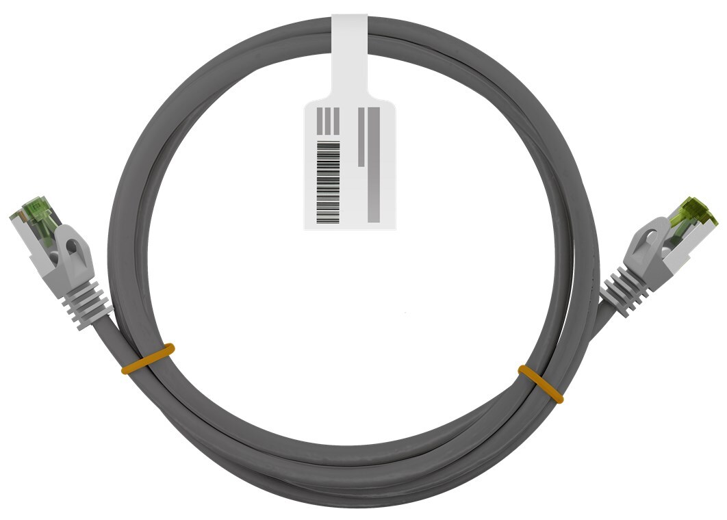 RJ45 patch-kaapeli CAT 8.1 S/FTP raakakaapelilla, AWG 26, harmaa