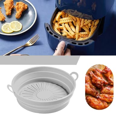 Rund luftfritös silikonform 19 cm / 7,5 tum 2-pack Harmaa