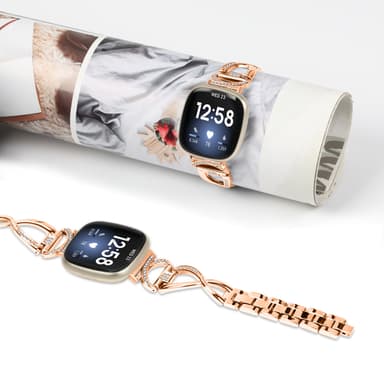 Bling zirkoniseoksesta valmistettu rannekoru Ruusukulta Fitbit Versa3 / Fitbit Versa 4