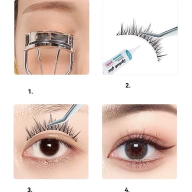 4 storlekar Lösögonfransar Naturlig look 20 par Musta