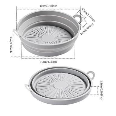 Rund luftfritös silikonform 19 cm / 7,5 tum 2-pack Harmaa