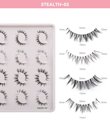 4 storlekar Lösögonfransar Naturlig look 20 par Musta