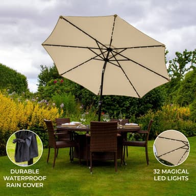 Beige 2,7m LED-kallisteparasoli