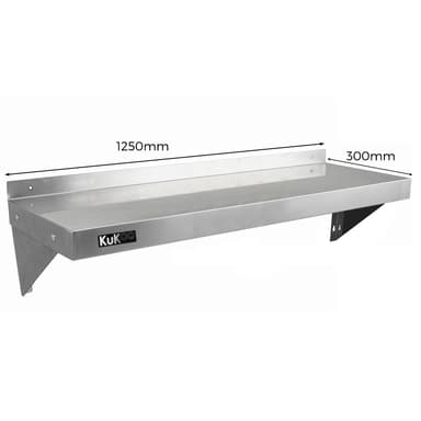 2 x KuKoo Ruostumattomasta Teräksestä 1250mm x 300mm Hyllyt