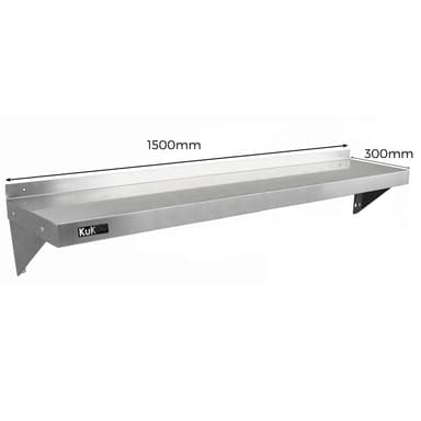 2 x KuKoo Ruostumattomasta Teräksestä Tehdyt Hyllyt 1500mm x 300mm