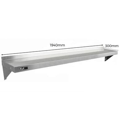 2 x KuKoo Ruostumattomasta Teräksestä Tehdyt Hyllyt 1940mm x 300mm