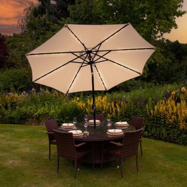 Beige 2,7m LED-kallisteparasoli