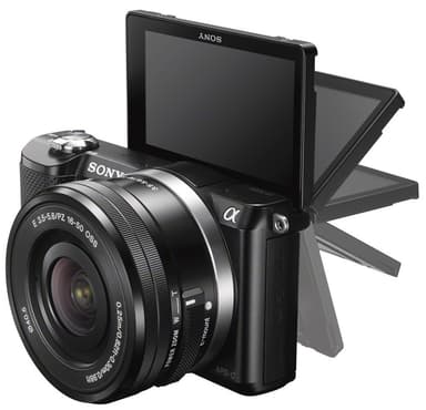 Sony A5000 järjestelmäkamera + 16-50mm PZ (musta)