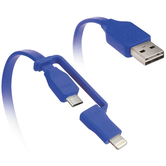 Tylt Flyp-Duo Lightning/Micro USB kaapeli 1 m (sininen)