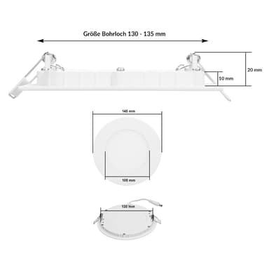 LED-paneeliin upotettava valonheitin 9W, viileän valkoinen, pyöreä