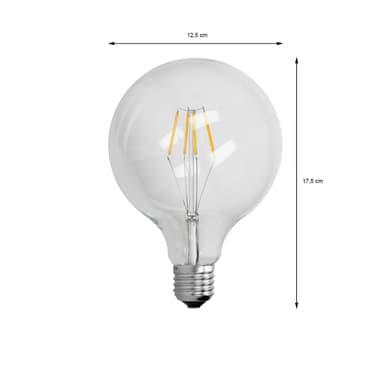 4 x LED-lampun hehkulamppu suuri hehkulanka E27 4W 125 mm lämmin valkoinen