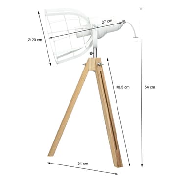 Pöytävalaisin Ø 20 cm E27 pistorasia valkoinen metalli Vintage/Retro
