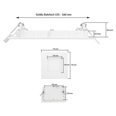 ECD Germany 10er Pack LED Panel Einbaustrahler 12W ersetzen 65W Halogen Flach