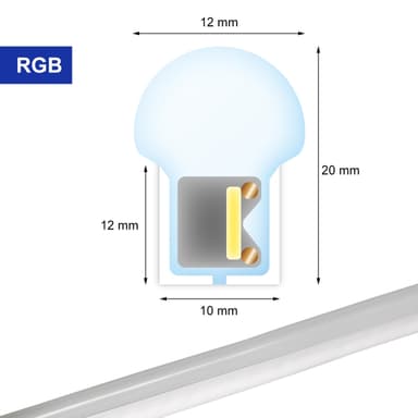 Neon LED-nauha 20 m, RGB, vedenpitävä - 60 LEDiä per metri.