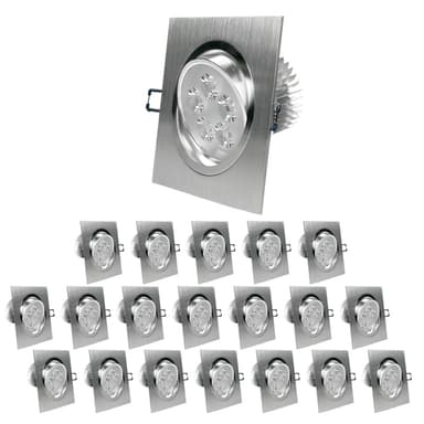 ECD Germany 20er Pack LED upotettava valaisin 5W 230V - kulmikas - 334 Lumen -