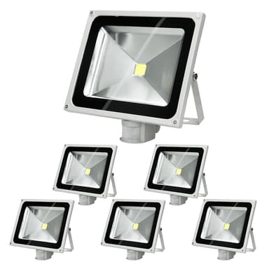 6 x LED-valonheitin + tunnistin 50W viileä valkoinen