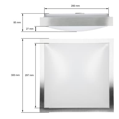 ECD Germany 4xLED-kattovalaisin 12W 30 x 30 cm kulma 683 lumenia 220-240V