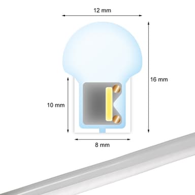Neon LED-nauha 7 m, viileän valkoinen, vedenpitävä - 120 LEDiä per metri.