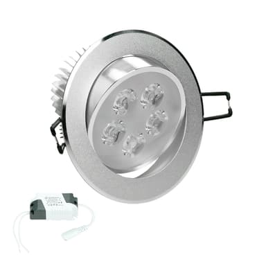LED upotettava valonheitin 5W, viileän valkoinen, pyöreä