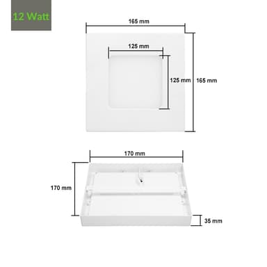 ECD Germany 20xLED kattovalaisin 12W | AC 220-240V | 679 lumenia | 170 x 170 mm