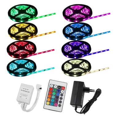 LED-nauhasarja 5 m RGB - 60 LEDiä per metri sis. virtalähteen ja pienen