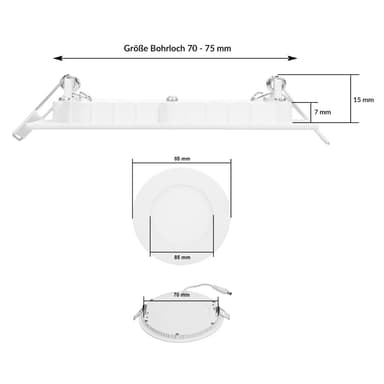 ECD Germany 20er Pack LED Panel Einbaustrahler 3W ersetzen 25W Halogen - Flach