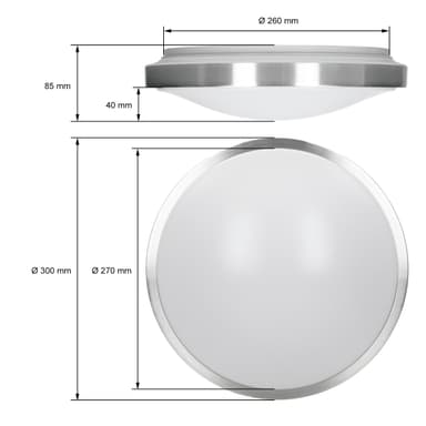 ECD Germany 8 x LED-kattovalaisin 12W Ø 30 cm pyöreä 725 lumenia 220-240V