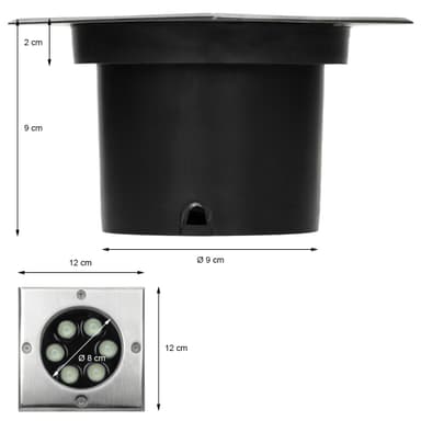 8 x 5W LED upotettu lattiavalaisin kulmikas RGBW -kulmavalo