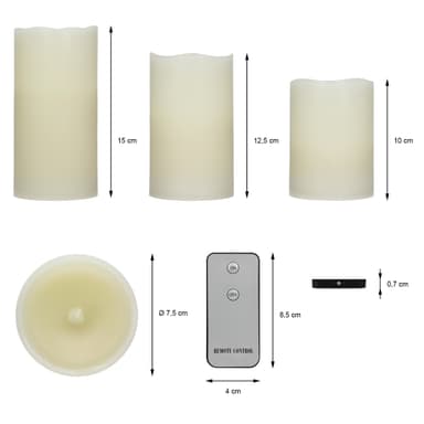 5 x LED-kynttilät kaukosäätimellä 4 aidon vahan setti