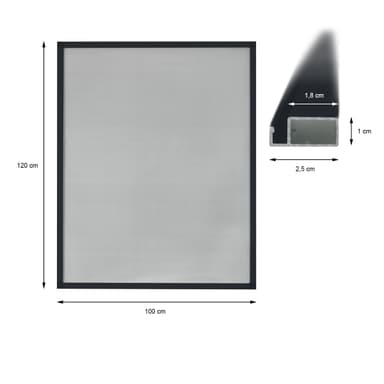 Hyttysverkot antrasiitti 100x120cm ikkuna hyönteisverkko alumiini runko