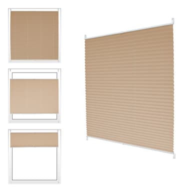 ECD Germany laskostettu kaihtimet 60 x 200 cm - kerma - Klemmfix - EasyFix -