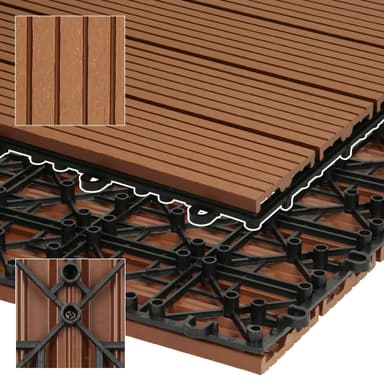 ECD Germany WPC-terassilaatat 30x30 cm, 33 osaa, 3 m ² vaaleanruskea puupakkaus,