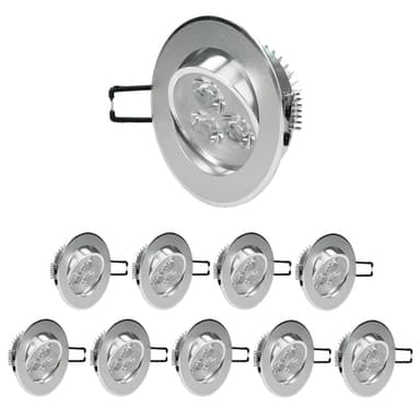 ECD Germany 10er Pack LED upotettava valaisin 3W 230V - pyöreä Ø8,5cm - 222