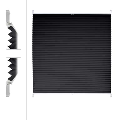 ECD Germany laskostettu kaihdin Klemmfix ilman porausta 110x150 cm musta