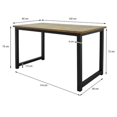 ML-Design työpöytä moderni muotoilu, 120 x 60 x 75 cm, Natural Black,