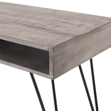 WOMO-DESIGN Moderni sohvapöytä 100cm harmaa massiivipuinen mangopuu, jossa 2