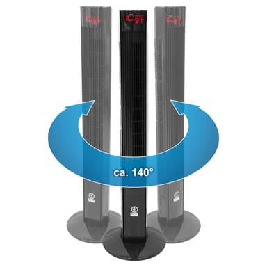 Jalustatuuletin LED-näytöllä ja kaukosäätimellä 45W, 116 cm, musta