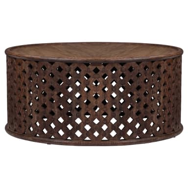 WOMO DESIGN sohvapöytä Ø 100x45 cm pyöreä, ruskea, ainutlaatuinen käsintehty