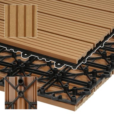 ECD Germany WPC-terassilaatat 30x30 cm, 33-osainen sarja 3m²: n tiikkipuulle
