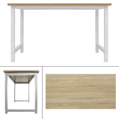 ML-Design tietokoneen työpöytä 120x60x74,5 cm puinen tammi ja valkoinen tukeva