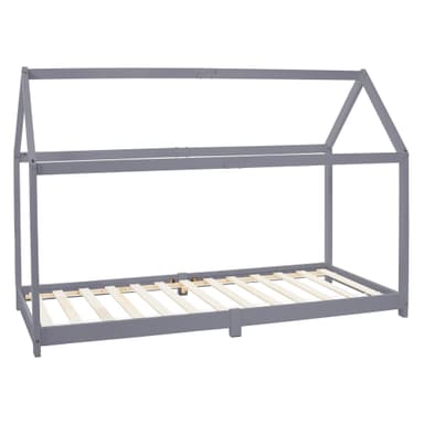 ML Design Cot 90x200cm katto ja slotted runko, vaaleanharmaa, talonpohja