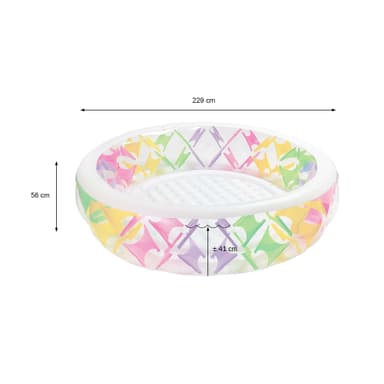 Intex puhallettava allas Värikäs, Ø 229 x 56 cm pyöreä, lapsille, valmistettu