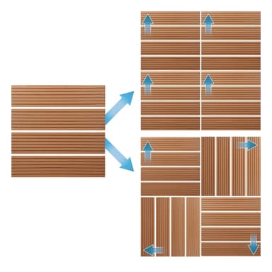 ECD Germany WPC-terassilaatat 30x30 cm, 33 osaa, 3 m ² vaaleanruskea puupakkaus,