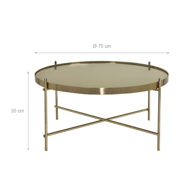 WOMO-DESIGN design-sohvapöytä Ø75x35 cm antiikki messinkinen olohuoneen pöytä,