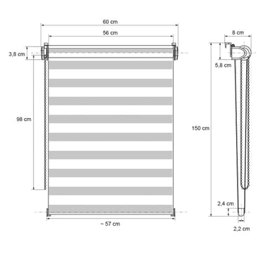 ECD Germany kaksoisrullo 60 x 150 cm - vihreä-harmaa-valkoinen - Klemmfix -