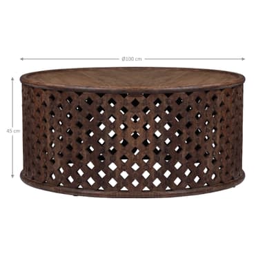 WOMO DESIGN sohvapöytä Ø 100x45 cm pyöreä, ruskea, ainutlaatuinen käsintehty