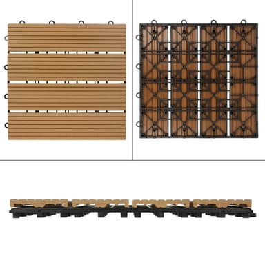 ECD Germany WPC-terassilaatat 30x30 cm, 33-osainen sarja 3m²: n tiikkipuulle